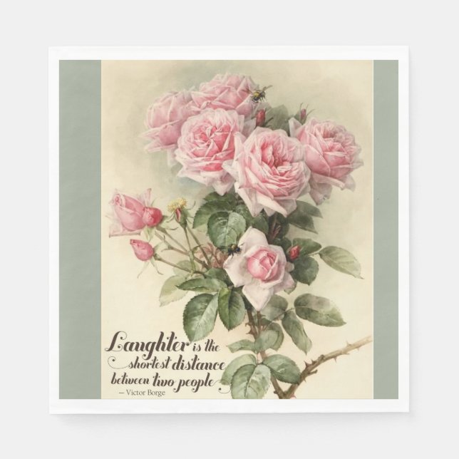 Servilleta De Papel Rosas victorianos de Shabby Chic Pink (Anverso)