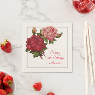 Servilleta De Papel Rosas Vintage Personalizado Nápoles del Partido d