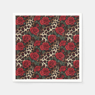 Servilleta De Papel Rosas y Leopard Print