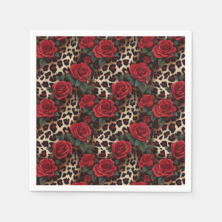 Servilleta De Papel Rosas y Leopard Print