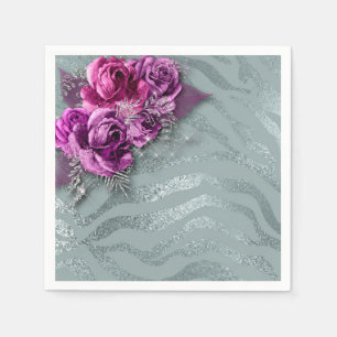Servilleta De Papel Rosas y rayas de cebra