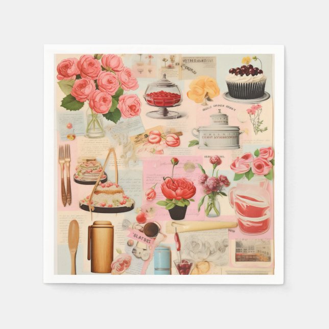 Servilleta De Papel Rosas y Tartas (Anverso)