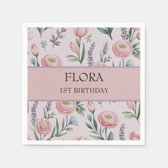 Servilleta De Papel Rosas y tulipanes florales suaves y suaves (Anverso)