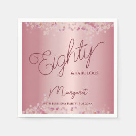Servilleta De Papel Rose Gold 80th Birthday Party 