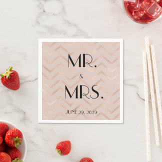 Servilleta De Papel Rose Gold Chevron Wedding Napkins