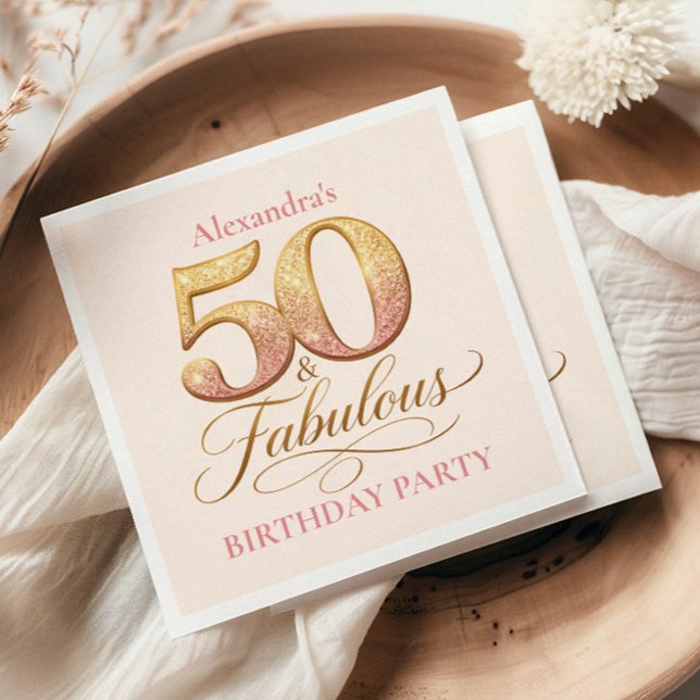 Servilleta De Papel Rose Gold Elegant 50th Birthday (Subido por el creador)