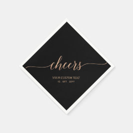 Servilleta De Papel Rose Gold Negro Elegante Letra Cheers