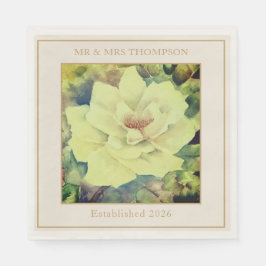 Servilleta De Papel Rose Wedding Napkins | Sage & Ivory Floral | Custo