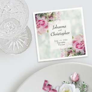 Servilleta De Papel Rosebuds rosas y peonies elegante Wedding