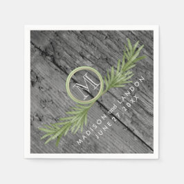 Servilleta De Papel Rosemary y Rustic Wood Boda