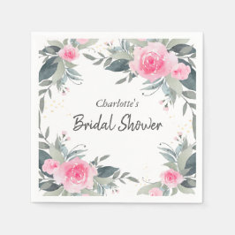 Servilleta De Papel Roses rosados Acuarela Floral Brillantes Napkins