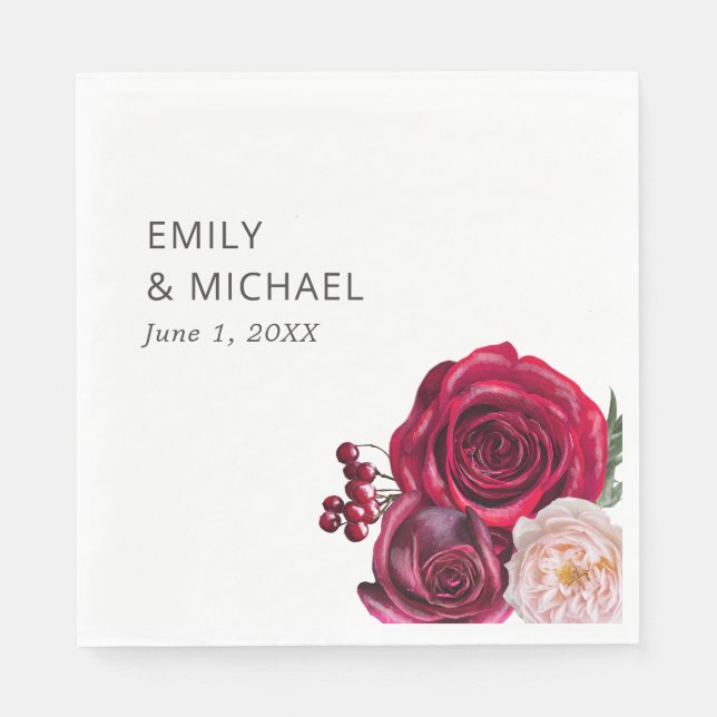 Servilleta De Papel Roses rosados Roses Cranberries Ducha de novias (Anverso)