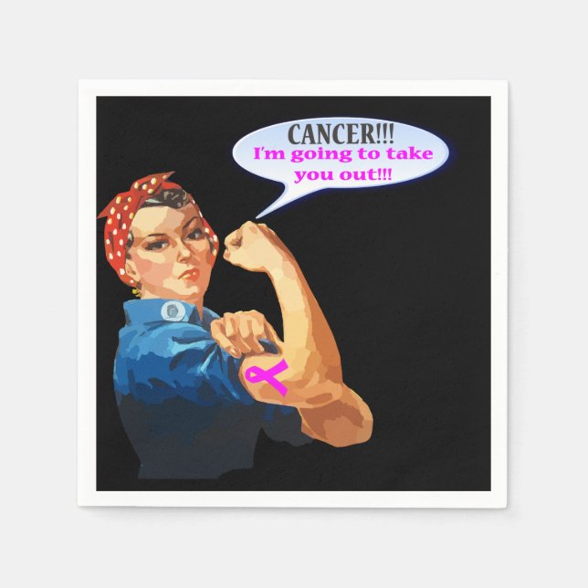 Servilleta De Papel Rosie the Riveter Breast Cancer Charity Design (Anverso)