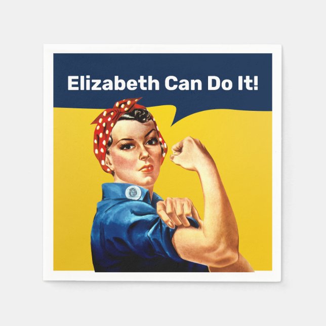 Servilleta De Papel Rosie the Riveter | Napkin | Personalizar (Anverso)