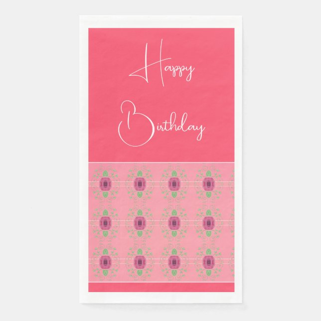 Servilleta De Papel Rosy Pink con Borgoña (Anverso)