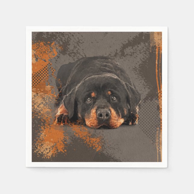 Servilleta De Papel Rottweiler - Arte digital Metzgerhund (Anverso)