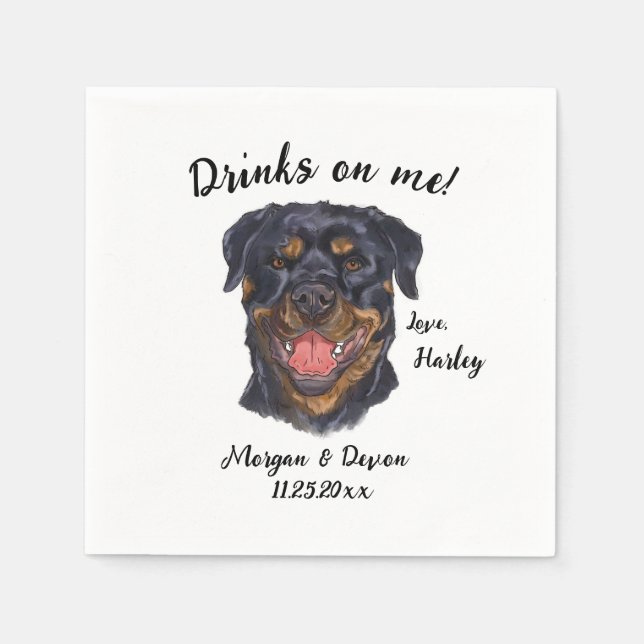 Servilleta De Papel Rottweiler Cocktail Napkin (Anverso)