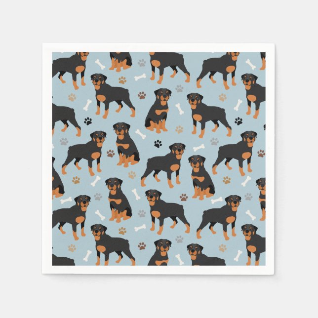 Servilleta De Papel Rottweiler Dog Bones and Paws (Anverso)