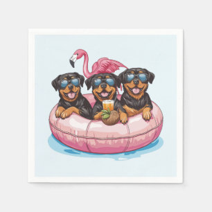Servilleta De Papel Rottweiler Dogs Flamingo Summer Pool Tube