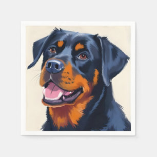 Servilleta De Papel Rottweiler Pintura de mascota en acuarela de per