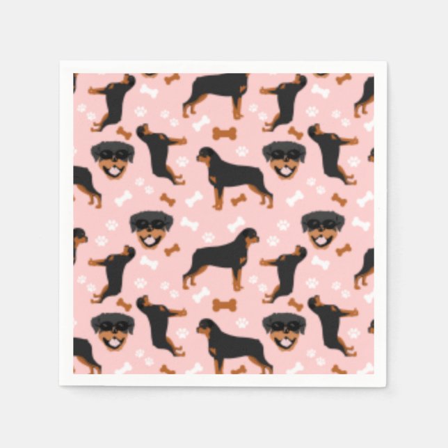 Servilleta De Papel Rottweiler Rotties Dog Pattern Napkins (Anverso)