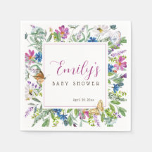 Rótulo Baby Shower Butterfly Spring Wildflower