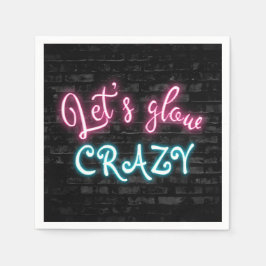 Servilleta De Papel Rótulo de Neon Glow en la pared de ladrillo