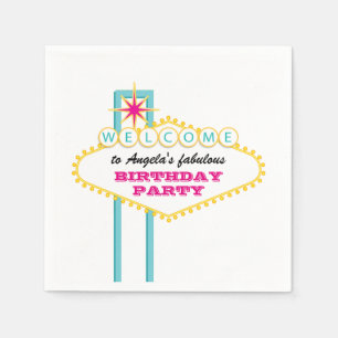 Servilleta De Papel Rótulo del rosa de la fiesta de cumpleaños de La