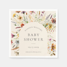 Servilleta De Papel Rótulo minimalista Boho Wildflower Floral Baby Sho