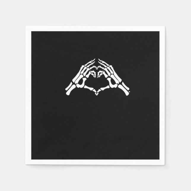 Servilleta De Papel Rótulo Skeleton Heart And Hands (Anverso)