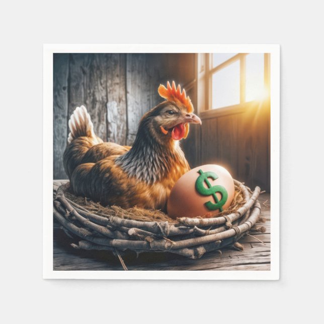 Servilleta De Papel Rótulo verde en un huevo (Anverso)