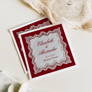 Servilleta De Papel Rouge Rojo Dinero Antiguo Encaje Boda
