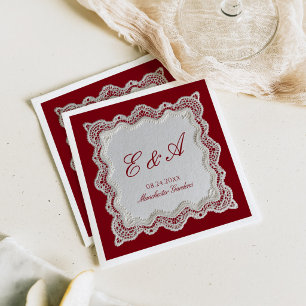Servilleta De Papel Rouge Rojo Dinero Antiguo Encaje Boda