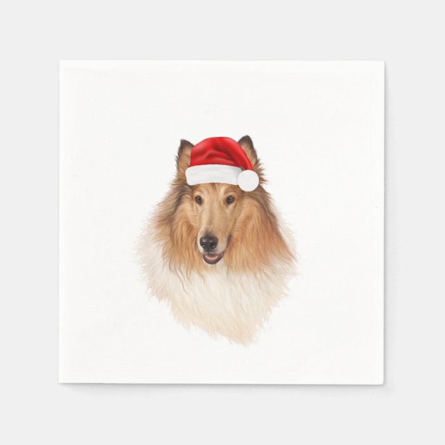 Servilleta De Papel Rough Collie A & M Holiday Napkin (Anverso)
