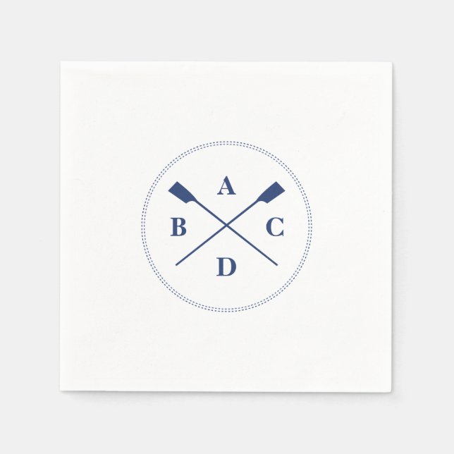 Servilleta De Papel Rowing crossed oars navy initials (Anverso)