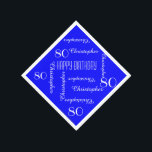 Servilleta De Papel Royal Blue 80th Birthday Party Repeat Names, papel<br><div class="desc">ELIJA SU COLOR y cree su propia servilleta de papel elegante y personalizada para una fiesta de cumpleaños número 80 o cualquier otra ocasión. El nombre y la edad se repiten en blanco. Este estilo tiene un fondo azul por defecto, pero puede hacer clic en PERSONALIZAR para seleccionar fácilmente un...</div>