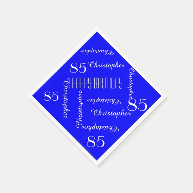 Servilleta De Papel Royal Blue 85th Birthday Party Repeat Names, papel (Borde)