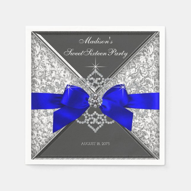 Servilleta De Papel Royal Blue Diamond Bow (Anverso)