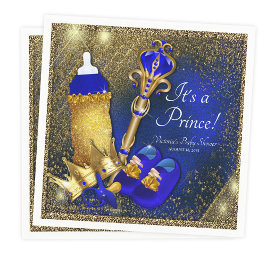 Servilleta De Papel Royal Blue Gold Prince Baby Shower