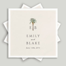 Servilleta De Papel Royal Palm Logo Elegant Tropical Monogram Wedding