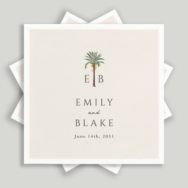 Servilleta De Papel Royal Palm Logo Elegant Tropical Monogram Wedding (Subido por el creador)