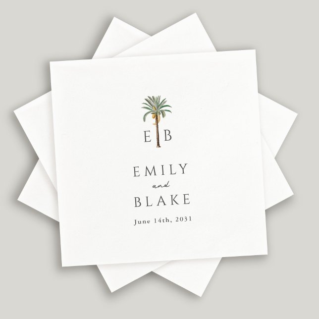Servilleta De Papel Royal Palm Tropical Classic Monogram Wedding (Subido por el creador)