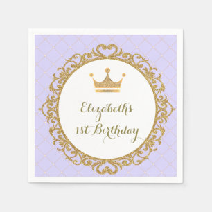 Servilleta De Papel Royal Princess Lavender Purple Gold Cumpleaños