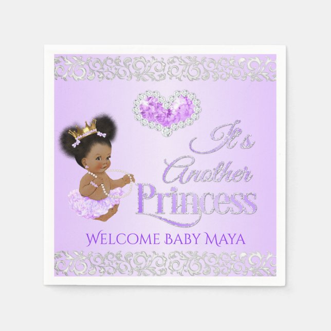 Servilleta De Papel Royal Princess Lavender y Silver Diamond Heart (Anverso)