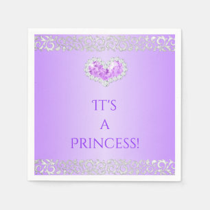 Servilleta De Papel Royal Princess Lavender y Silver Diamond Heart