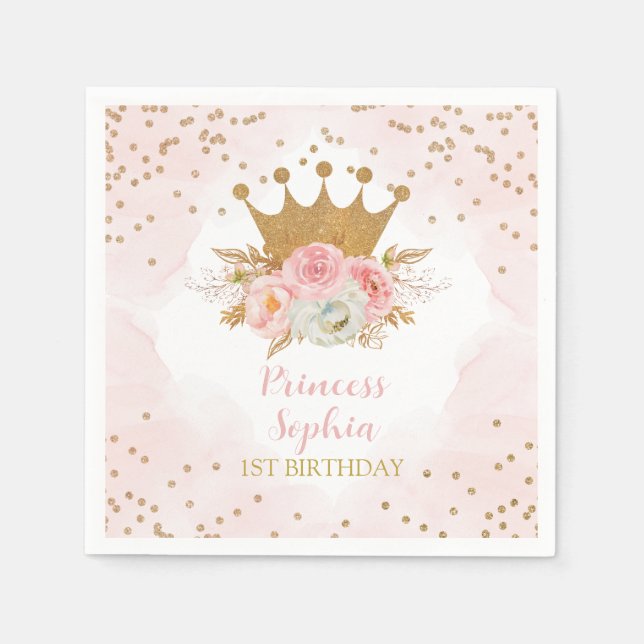 Servilleta De Papel Royal Princess Ping floral Birthday (Anverso)