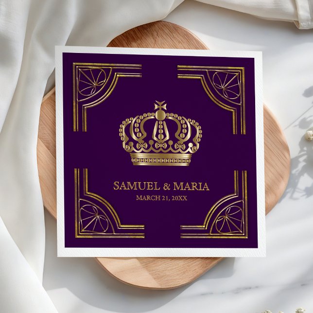 Servilleta De Papel Royal Purple Gold Ornate Crown Boda (Subido por el creador)
