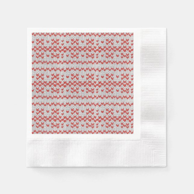 Servilleta De Papel RROJO NORDIC KNIT Cocktail Paper Napkins (Anverso)