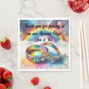 Servilleta De Papel RSVP Anillos arcoiris lesbianos gays