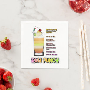 Servilleta De Papel RU PUNCH Cocktail Recipe Art